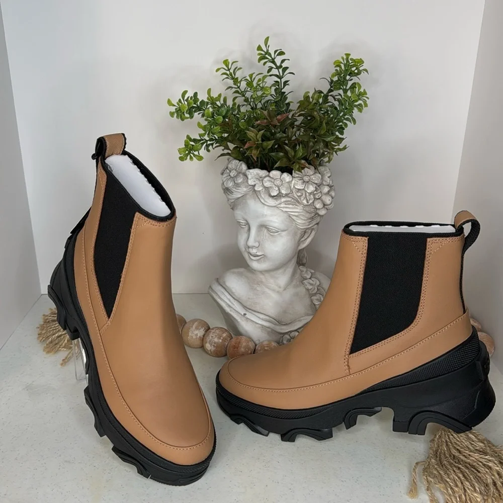 SOREL BREX WATERPROOF HI LINE CHELSEA BOOT SIZE 8.5 Tawny Buff,Black